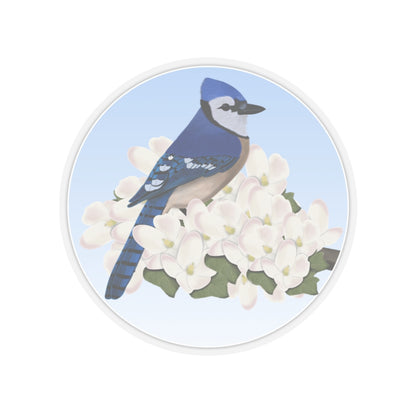 Blue Jay Spring Apple Blossoms Bird Sticker