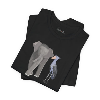 Elephant with Shoebill Bird Birding & Birdwatching T-Shirt