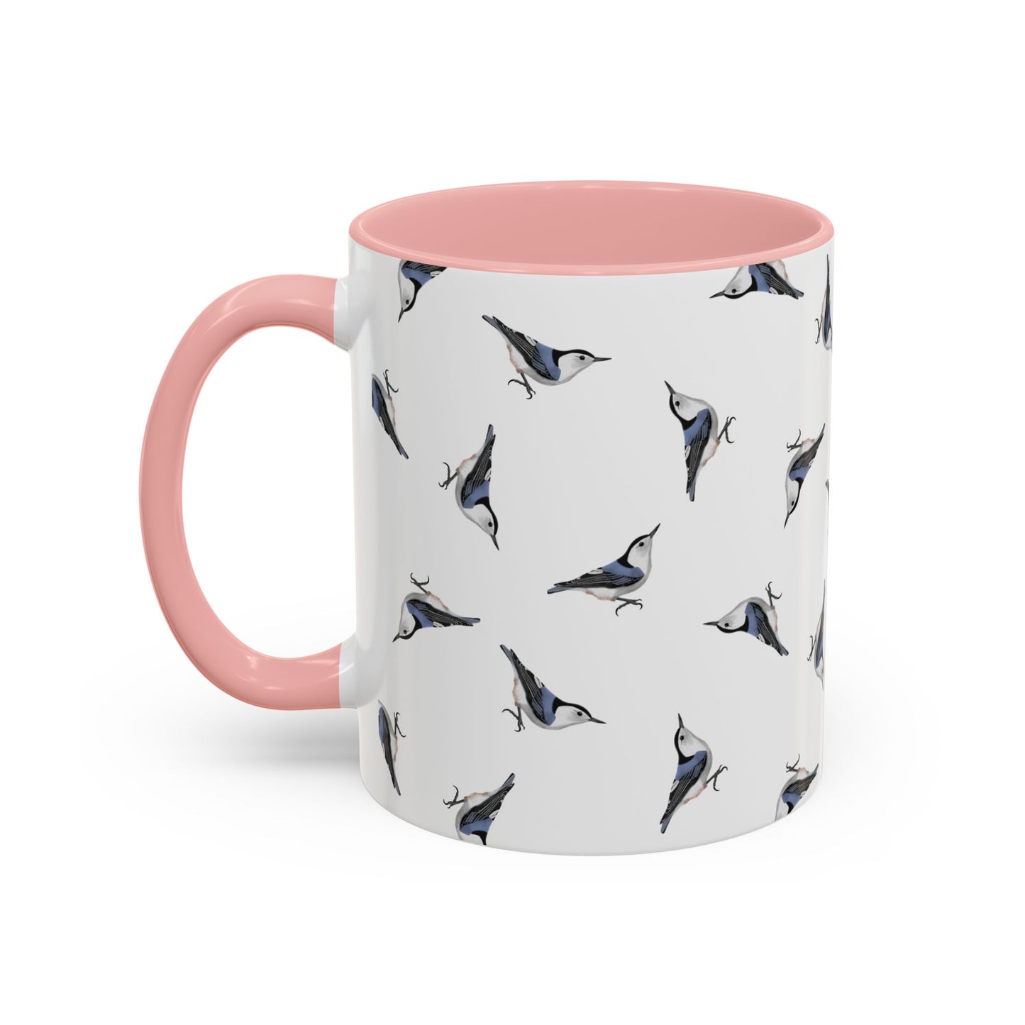 Nuthatch All-Over Pattern Accent Mug | Colorful Bird Lover Gift for Birdwatchers