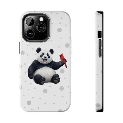 Cute Panda Bear with a Cardinal Animal iPhone Case - Dual-Layer PC/TPU Protective Cover for iPhone