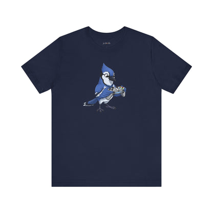 Blue Jay Playing Video Games Funny Gamer and Bird Lover T-Shirt