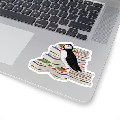 Puffin Bird and Books Birdlover Bookworm Sticker