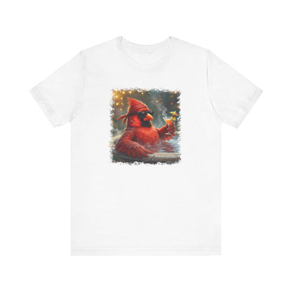 Cardinal Chilling in the Birdbath – Premium Unisex Bird Lovers T-Shirt