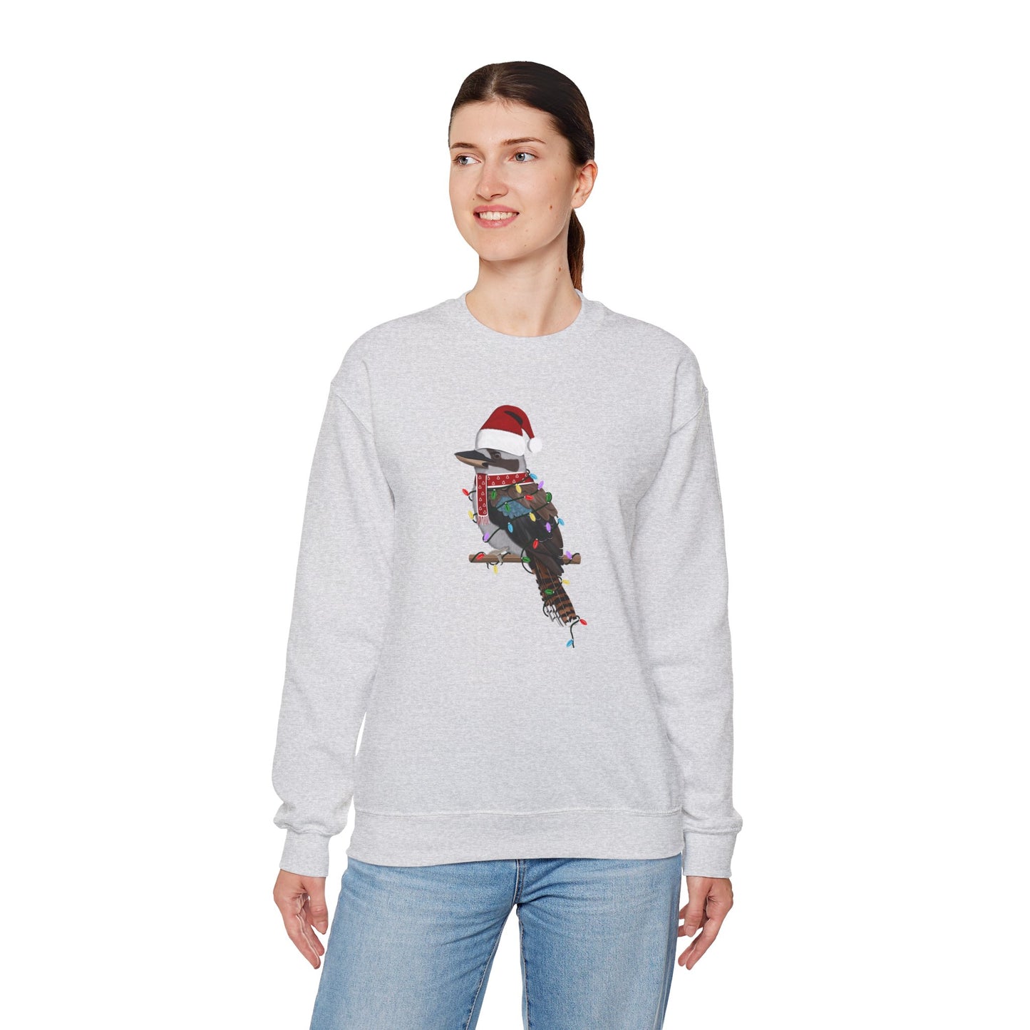 Kookaburra with Fairy Lights Santa Claus Christmas Bird Sweatshirt