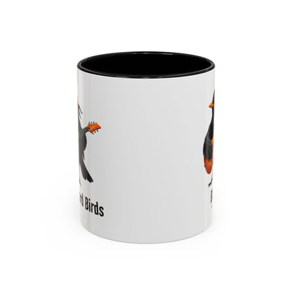 Blacky die Amsel (Lead Guitar) – The Backyard Birds Offizielle Band-Tasse | Zweifarbige Premium Keramik (Schwarz/Weiß)