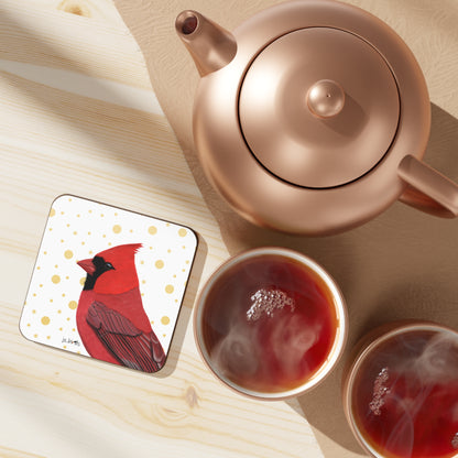 Cardinal Bird Art Hardboard Coaster