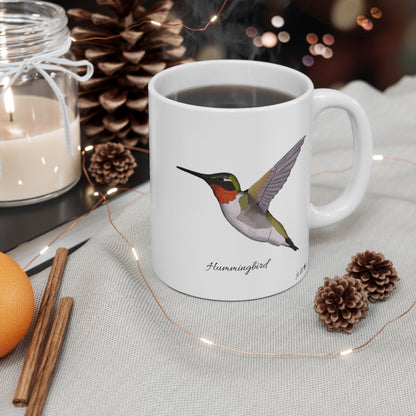 Hummingbird Bird Ceramic Mug Birdwatcher White