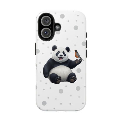 Cute Panda Bear with American Robin Animal iPhone Case - Dual-Layer PC/TPU Protective Cover for iPhone