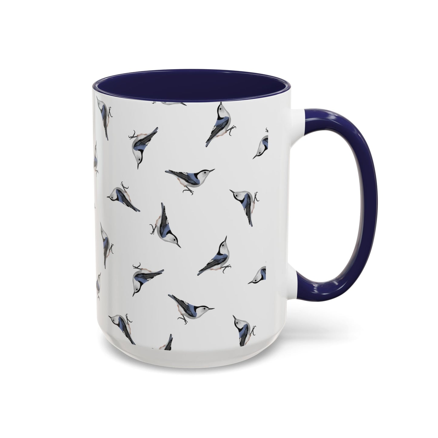 Nuthatch All-Over Pattern Accent Mug | Colorful Bird Lover Gift for Birdwatchers