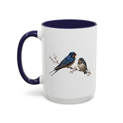 Barn Swallow & Fledgling Two-Tone Mug | Spring Bird Lover Gift