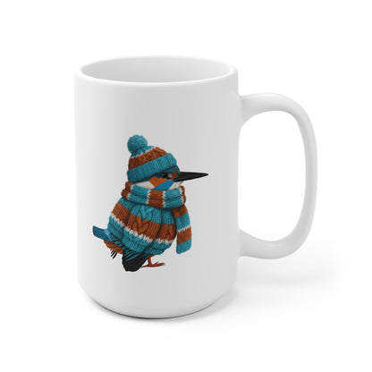 Eisvogel mit Strickpullover Weihnachtliche Tasse mit Vogelmotiv – Ideal für Kakao & Kaffee