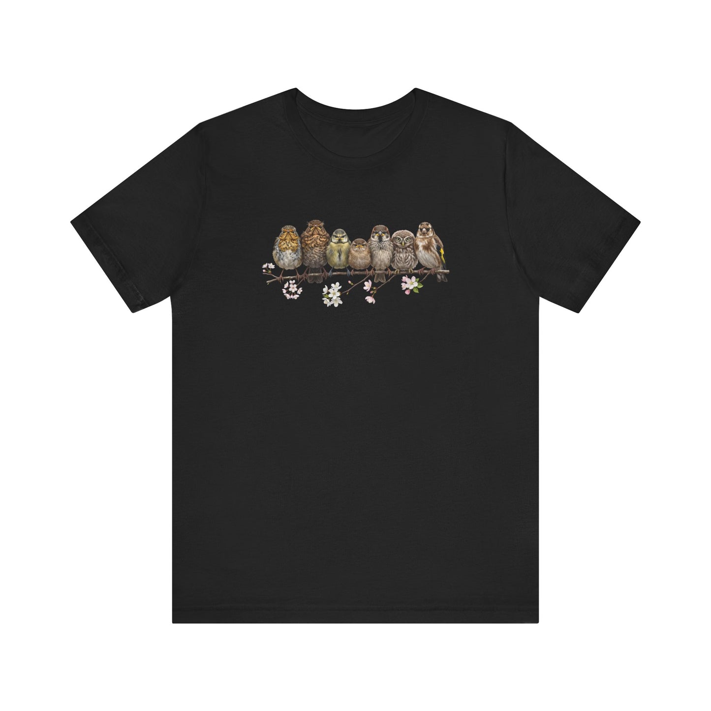 Rotkehlchen Amsel Blaumeise Jungvogel Premium T-Shirt | Frühlingsblüten Vogelmotiv für Vogelbeobachter