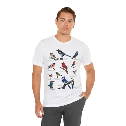 Garden Birds Blue Jay Cardinal Robin Chickadee Birding & Birdwatching Bird T-Shirt