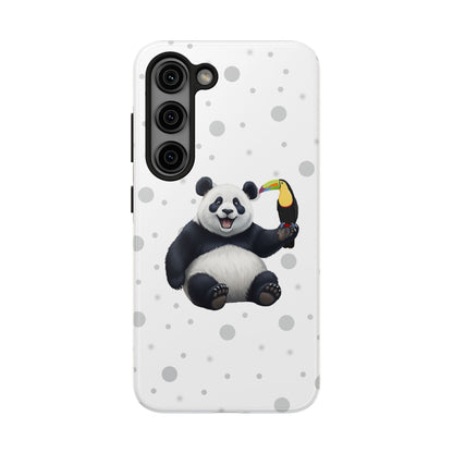 Cute Panda Bear with a Toucan Animal iPhone Case - Dual-Layer PC/TPU Protective Cover for iPhone