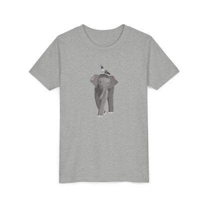 Elephant with Pigeon Bird Youth T-Shirt