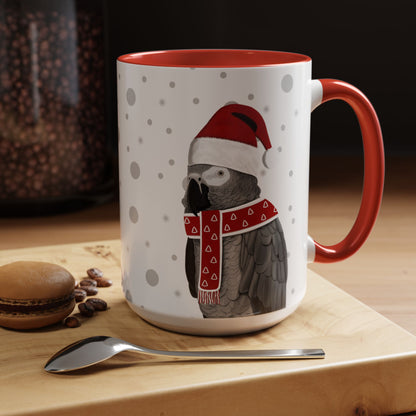 Grey Parrot Christmas Bird Coffee Mug