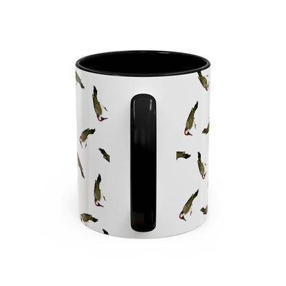 Grünspecht Tasse mit Streumuster | Vogelmotiv Kaffeebecher für Vogelbeobachter & Naturfreunde – Accent Coffee Mug, Birds Design