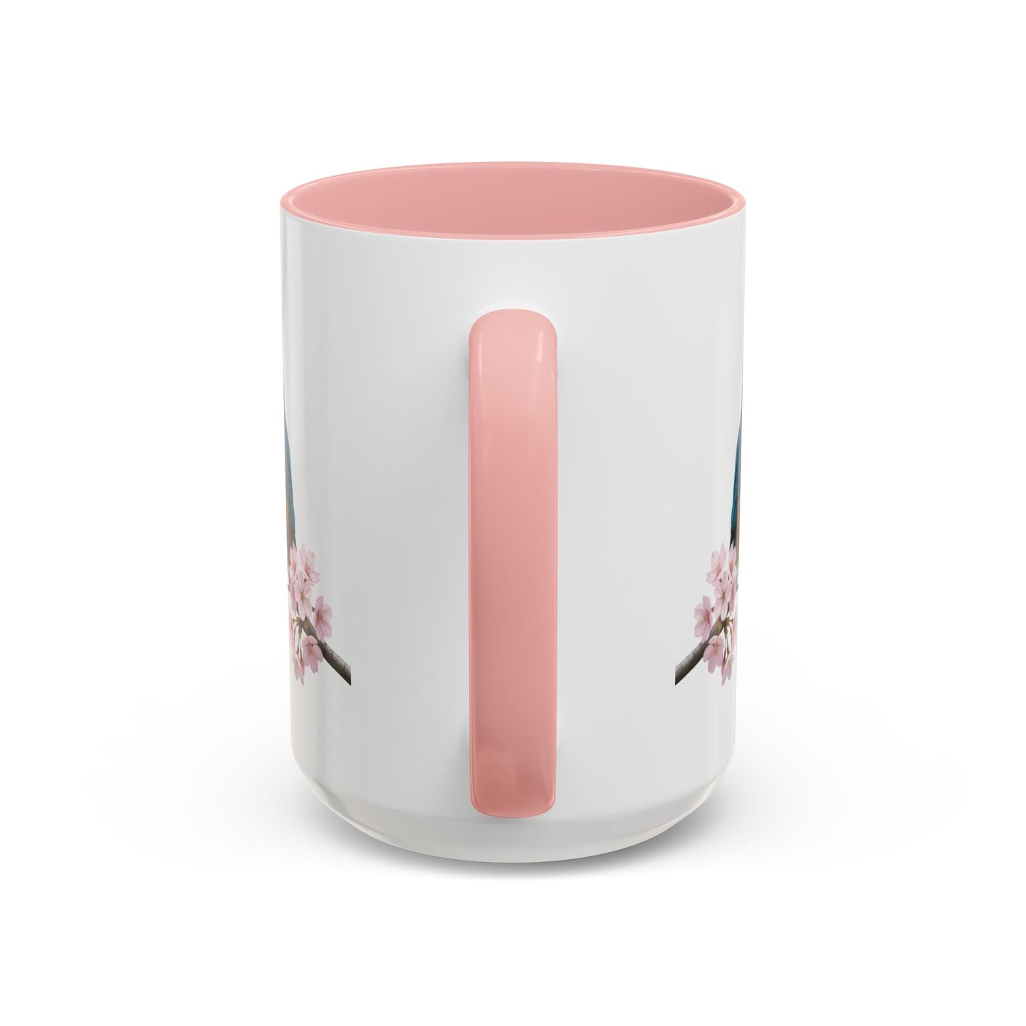 Kingfisher Cherry Blossom Mug | Pink Ceramic Coffee Cup for Bird Lovers – 11oz,