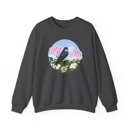 Tree Swallow with Summer Flowers Sweatshirt Birding & Bird Watching Bird Lovers