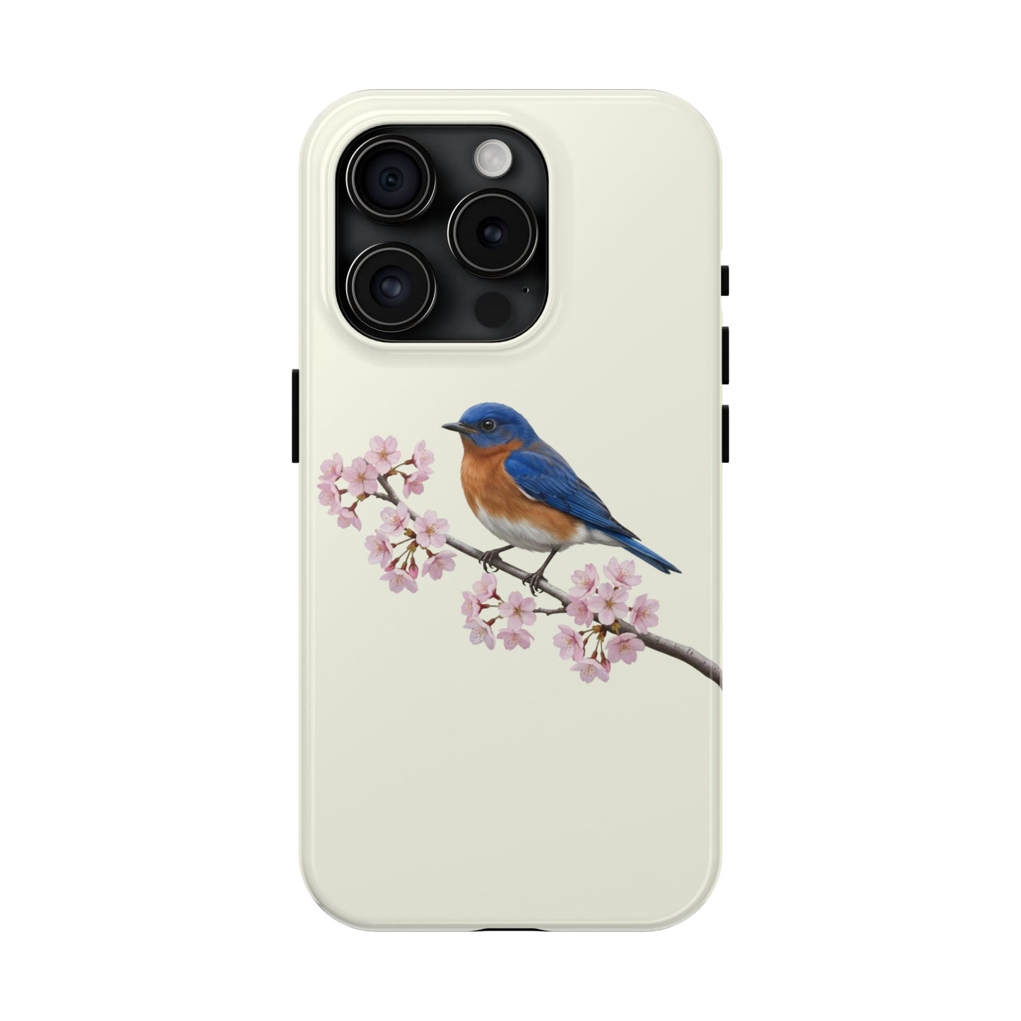 Bluebird & Cherry Blossom Tough iPhone Case Creamy White