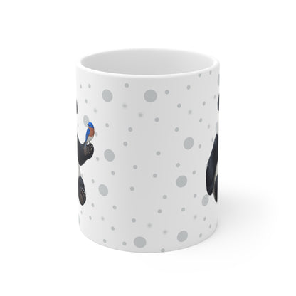 Panda Bear Mug with Bluebird for Animal Lovers & Bird Watchers 11oz