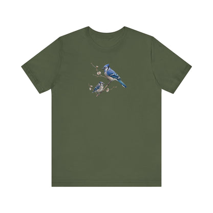 Blue Jay & Fledgling T-Shirt | Spring Blossoms Unisex Graphic Tee