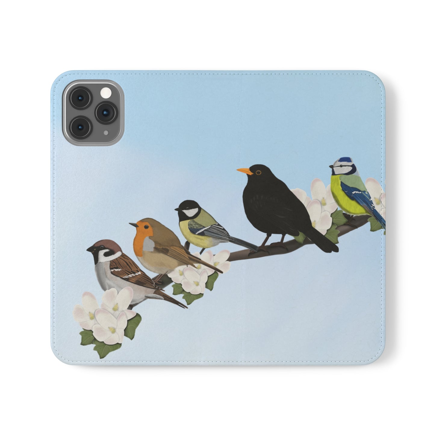 Garden Bird Blackbird Sparrow Chickadee Phone Flip Case