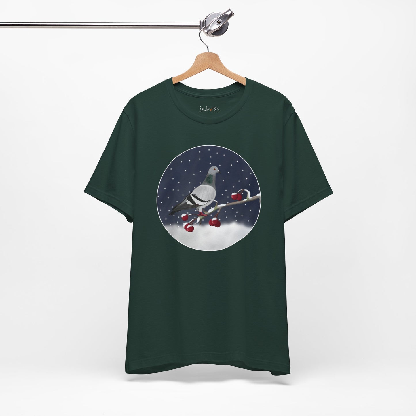 Pigeon on a Winter Branch Birdwatcher Christmas Bird T-Shirt