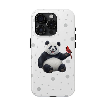 Cute Panda Bear with a Cardinal Animal iPhone Case - Dual-Layer PC/TPU Protective Cover for iPhone