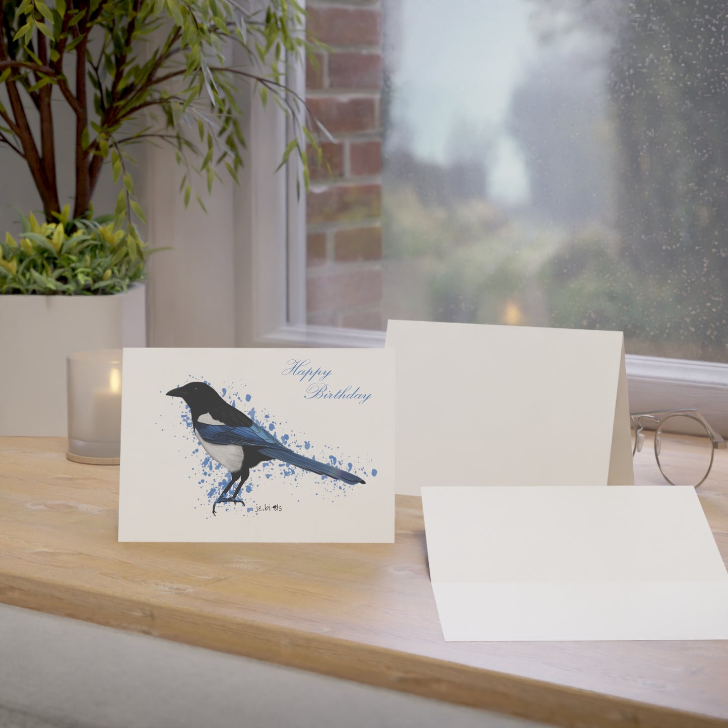 Magpie Birthday Card Happy Birthday – Premium Matte Bird Greeting Card