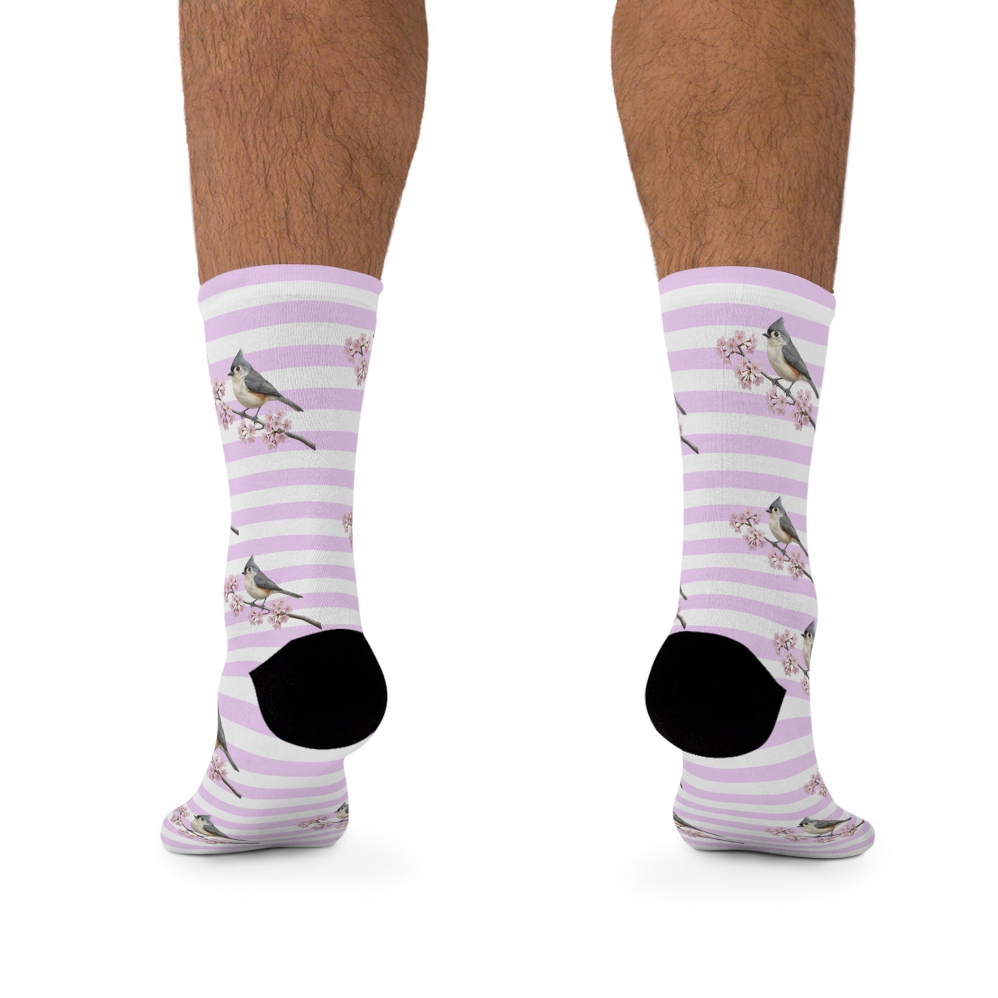 Pink Cherry Blossom Tufted Titmouse Socks – Cute Birdwatching & Bird Lover Gift – Accessories,