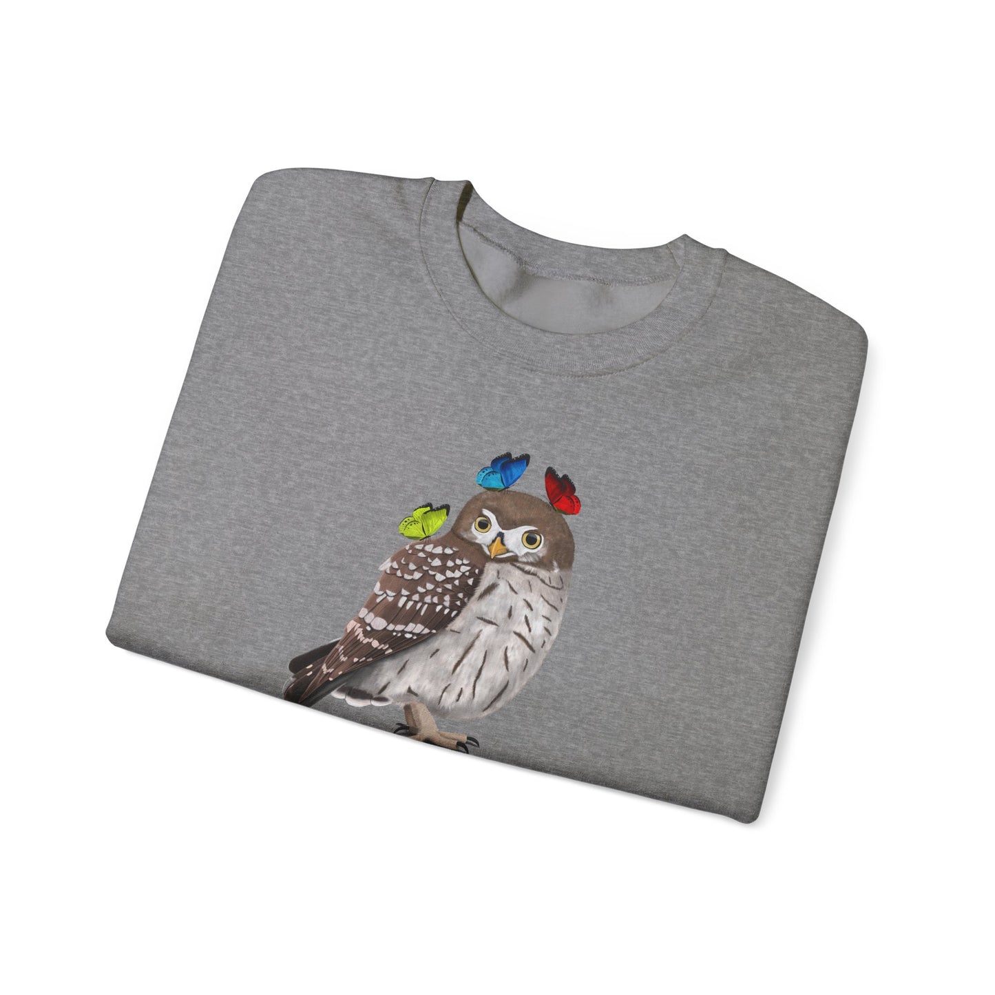 Little Owl with Butterflies Bird Birding & Birdwatching Sweatshirt