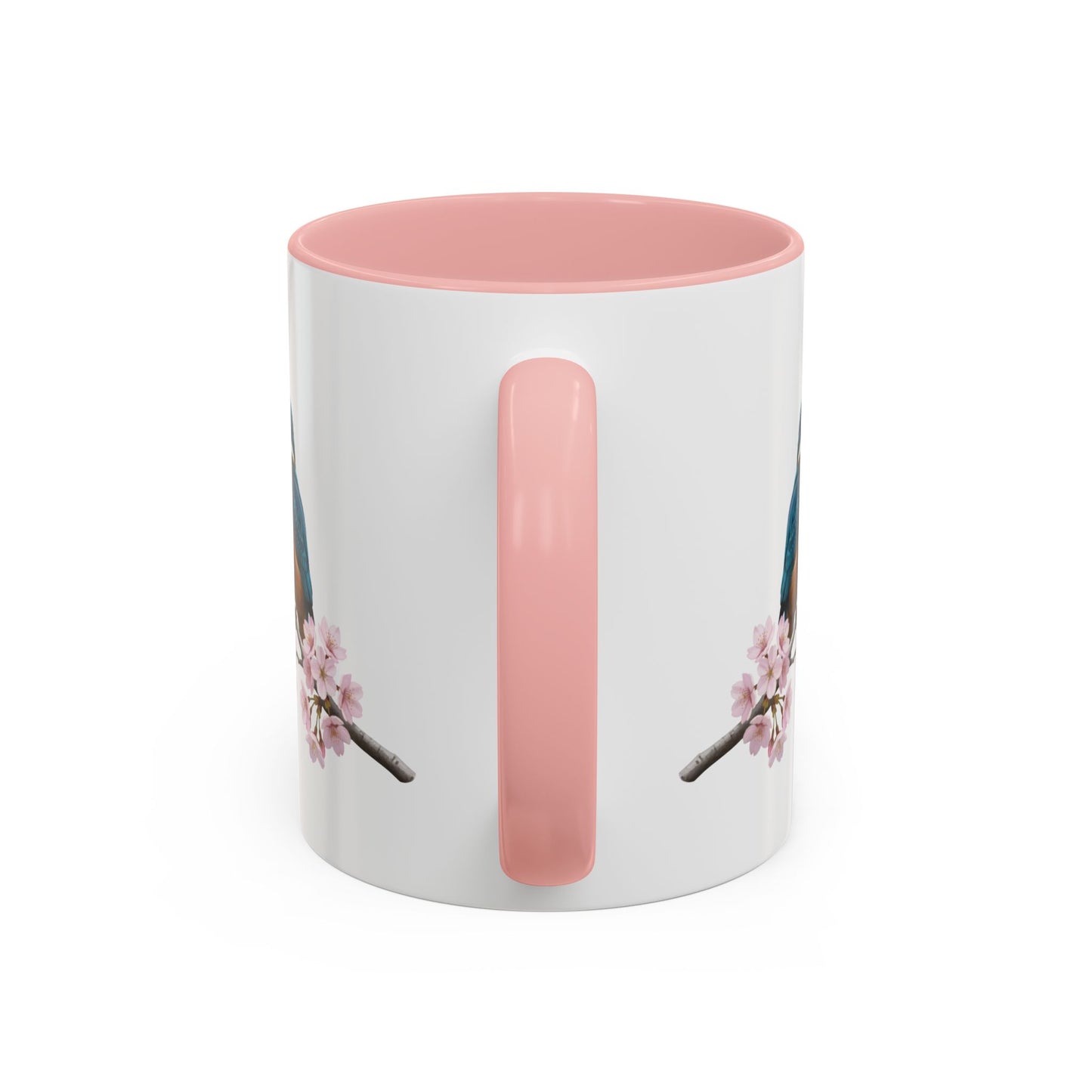 Kingfisher Cherry Blossom Mug | Pink Ceramic Coffee Cup for Bird Lovers – 11oz,