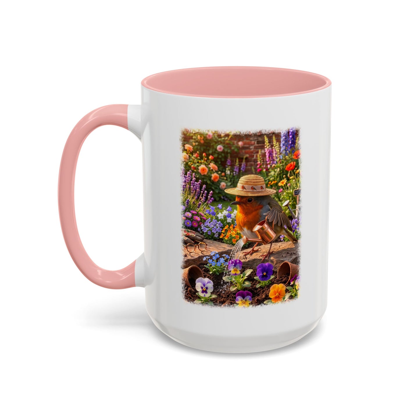 Robin Rosi Watering Flowers Mug for Bird Lovers