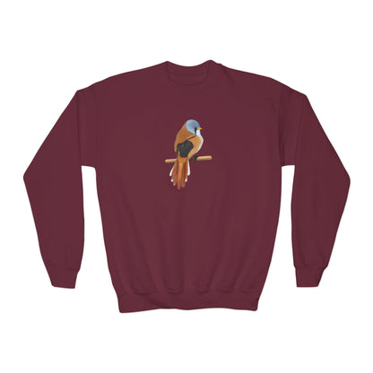 Bearded Reedling Bird Birdwatching Youth Crewneck Sweatshirt