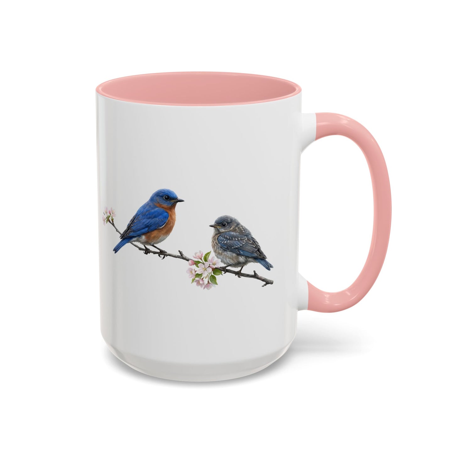 Eastern Bluebird & Fledgling Two-Tone Mug | Spring Bird Lover Gift