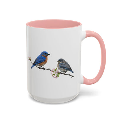 Eastern Bluebird & Fledgling Two-Tone Mug | Spring Bird Lover Gift