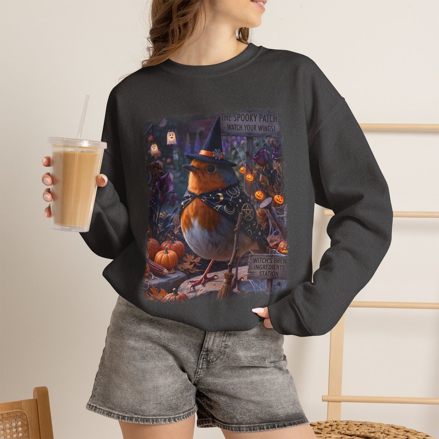 Robin Rosi Halloween Witch Sweatshirt – Cozy Crewneck for Spooky Season