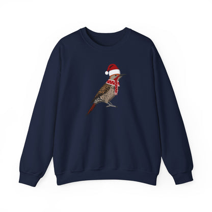 Northern Flicker with Christmas Hat Bird Birdwatcher Sweatshirt