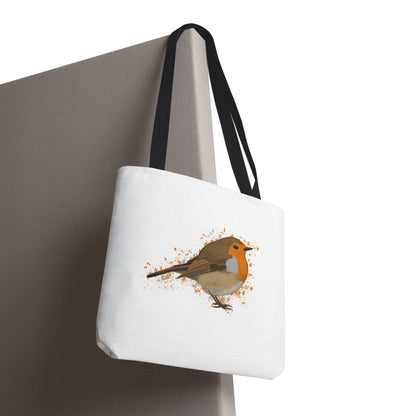 Rotkehlchen Tragetasche 40x40cm Vogel Tasche Weiß für Vogelbeobachter