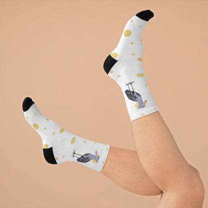 Shoebill with Golden Dots Birding & Birdwatching Bird Socks White