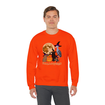 Oriole Robin Shoebill Rabbit with Cat and Bunny Halloween Bird Sweatshirt