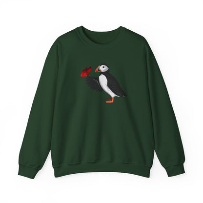 Puffin with Butterfly Bird Birding & Birdwatching Sweatshirt