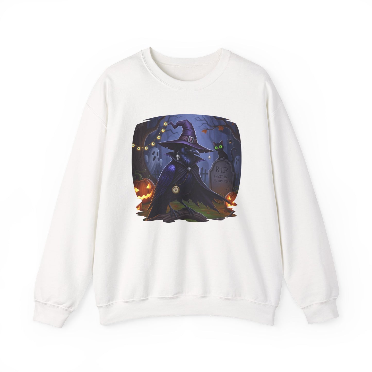 Black Crow Halloween Bird Sweatshirt - Spooky Halloween Costume for Bird Lovers