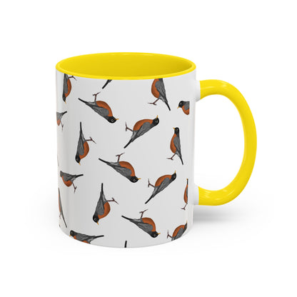 American Robin All-Over Pattern Accent Mug | Colorful Bird Lover Gift for Birdwatchers