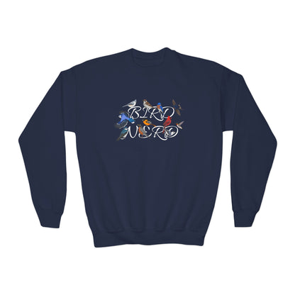 Bird Nerd Blue Jay Oriole Robin Barn Swallow Nuthatch Bird Birdwatching Youth Crewneck Sweatshirt