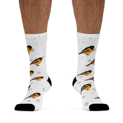 Baltimore Oriole Socks White Bird Socks for Bird Lovers One Size
