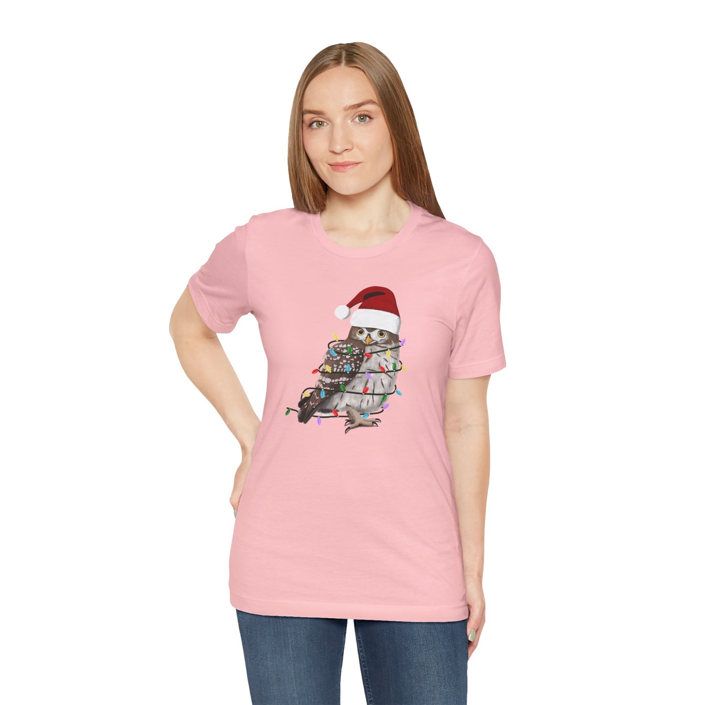 Owl with Fairy Lights Christmas Bird T-Shirt