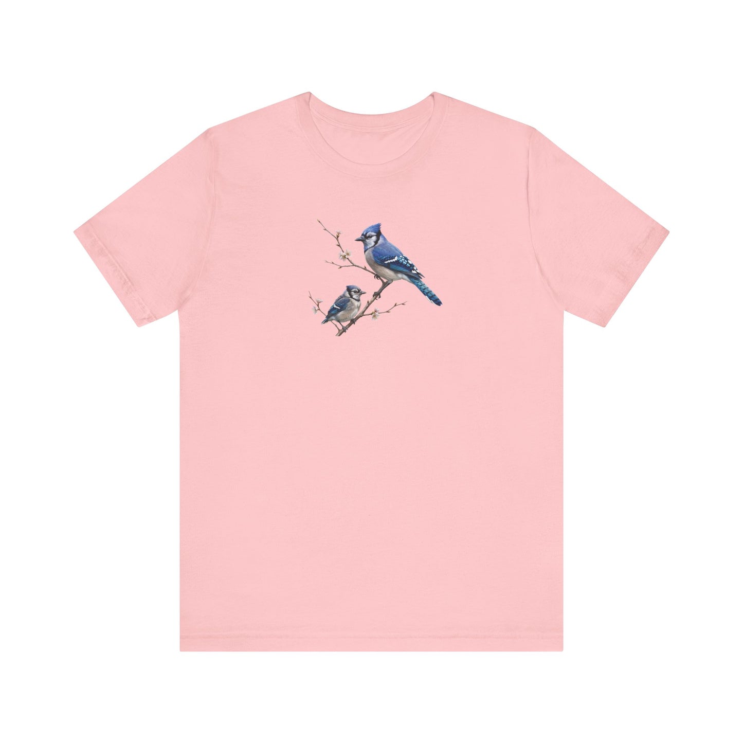 Blue Jay & Fledgling T-Shirt | Spring Blossoms Unisex Graphic Tee