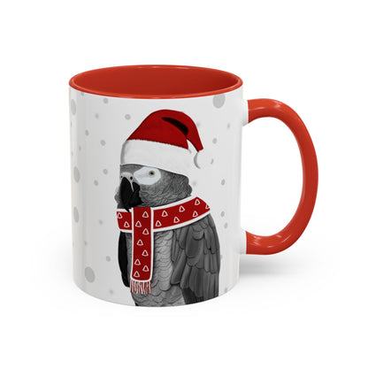 Grey Parrot Christmas Bird Coffee Mug